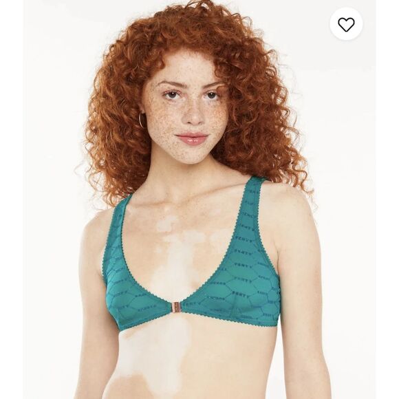 Savage X Fenty Bralette front closure no wire Women's size L blue green color - Picture 2 of 6